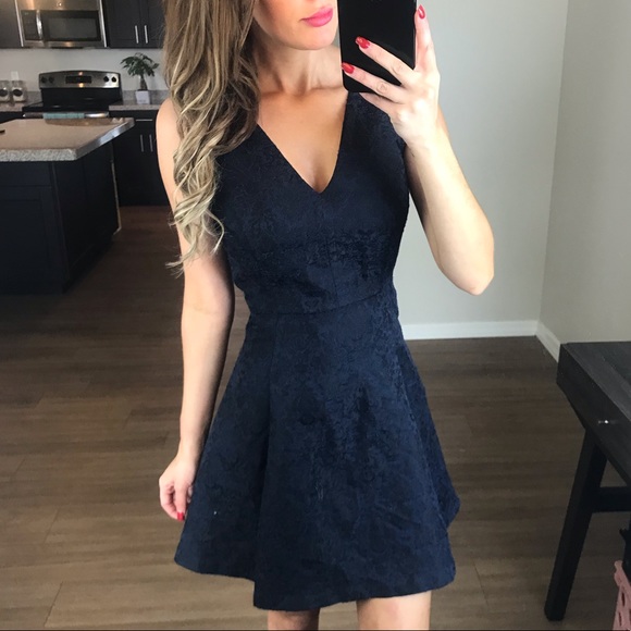 Banana Republic Dresses & Skirts - Banana Republic Jacquard Blue & Black Fit Flare